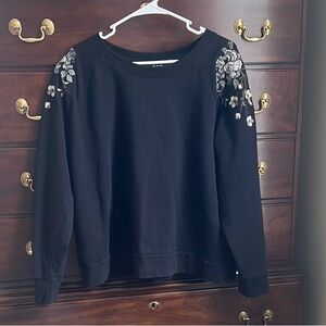 A.n.a Black Floral Embroidered Women's Top
